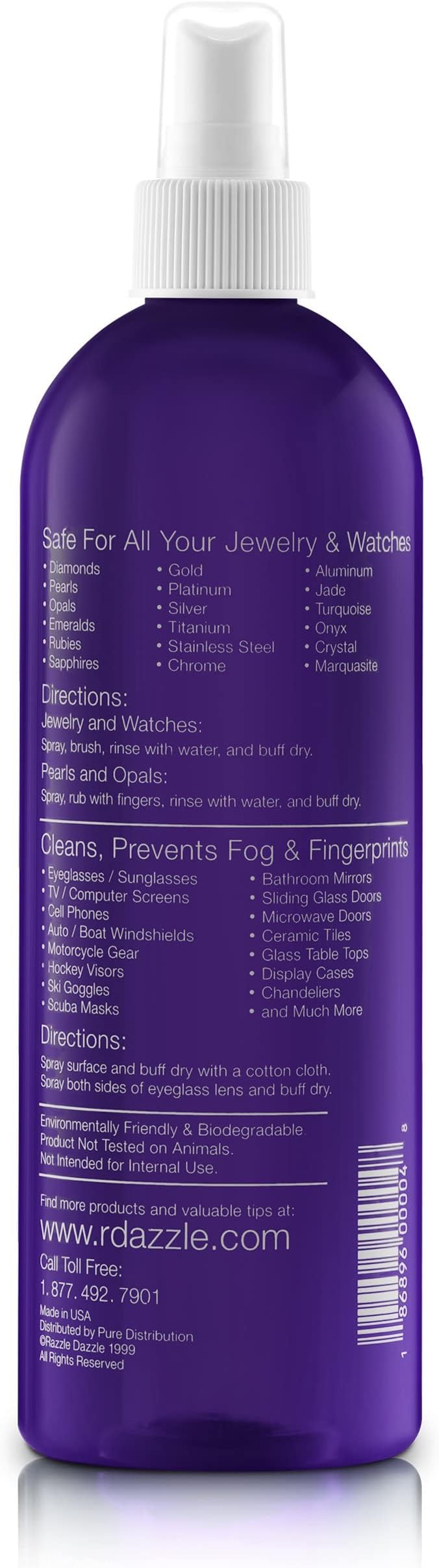 Razzle Dazzle Jewelry, Watch & Glass Cleaner Spray Bottle, 8 oz.