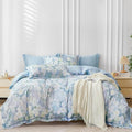 OAITE Duvet Cover Set Queen Size Oil Painting Pattern Ultra Soft 100% Cotton Duvet Cover Sets 3-PC, Breathable Duvet Cover with Zipper Closure & Corner Ties