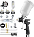 [Upgraded Version] HVLP Air Spray Gun Premium Kit with 1.3/1.5/1.7mm Nozzles, Air Spray Paint Gun with 600cc Capacity Cup & Air Regulator Paint Gun Sprayer for House Painting, Car, Furniture, Fenc
