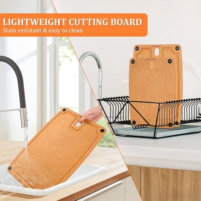 Large Cutting Boards for Kitchen Dishwasher - 2PC Cutting Board Set Double-Sided with Non-Slip Feet and Juice Groove Composite Chopping Board for Kitchen Knife Friendly XL(18.8")+L(14.5")