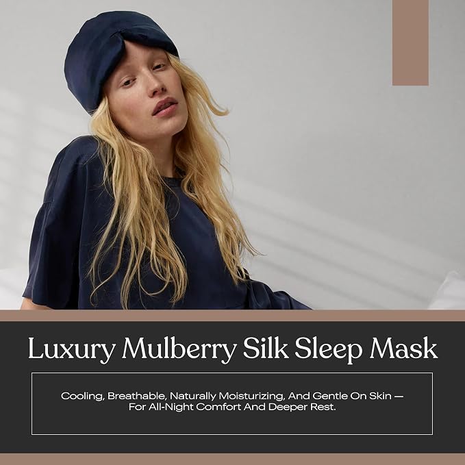Lunya Women's Washable Silk Sleep Mask LUSK7000, Deep Blue, S | Washable Silk