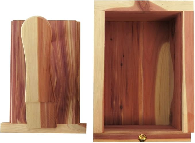HANGERWORLD Natural Cedar Wood Shoe Shine Box with Foot Rest