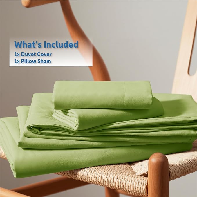 Nestl Twin Duvet Cover Set - Soft Double Brushed Calla Green Duvet Cover Twin XL, 2 Piece, with Button Closure, 1 Duvet Cover 68x90 inches and 1 Pillow Sham