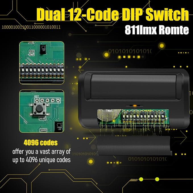 811LMX Gate Remote for liftmaster,4pack | 12-Code Switch Replaces 811LM, 811LMX Gate Opener Remote Compatible with 850LM/ 860LM Receivers, 390 MHz and 315 MHz