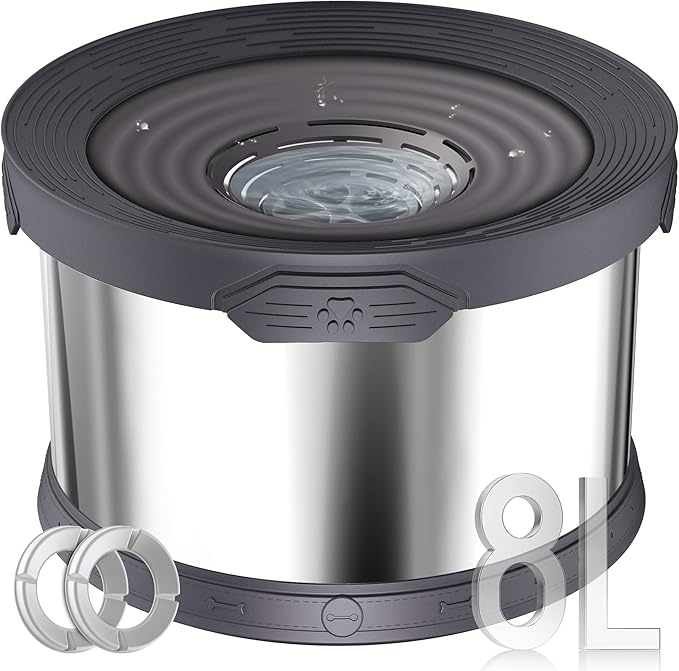 UPSKY 8L Dog Water Bowl No Spill Stainless Steel for Slow Drinking Gray | Large Capacity, Spill-proof, Non-slip Design, Durable, For Large Dogs, Messy Drinkers & Multi-pet Homes, Outdoor / Indoor