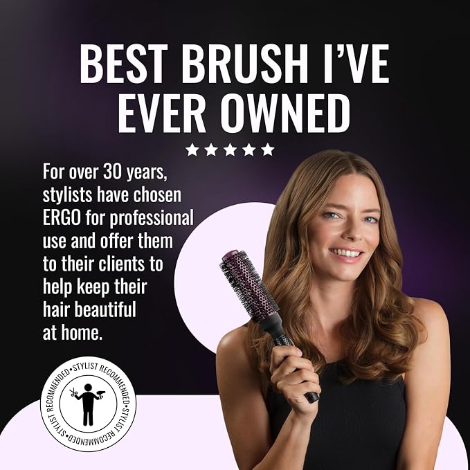 ERGO Super Gentle Round Hair Brush for Blow Out - Salon Quality Salon Brushes for Women - Volumizing Blowout Brush - Wet & Dry Use - ERG43: 1.75