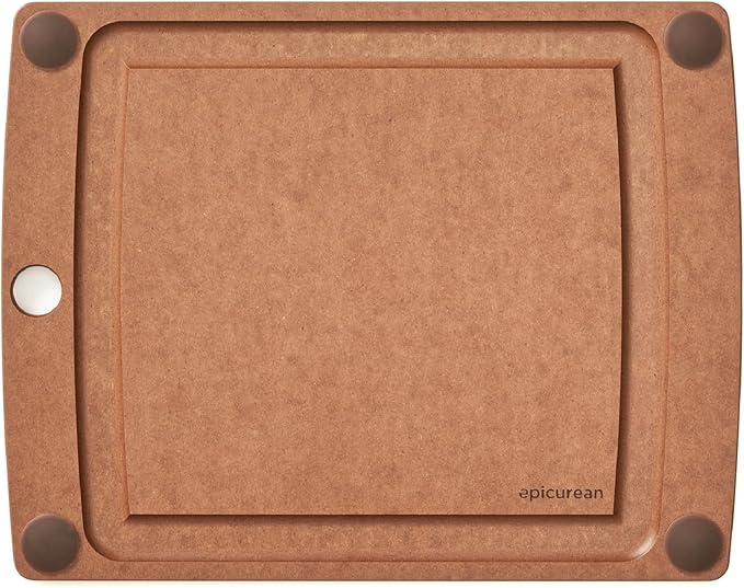 Epicurean All-In-One Cutting Board with Non-Slip Feet and Juice Groove - Non-toxic, Dishwasher Safe, Made in the USA, 11.5" x 9", Nutmeg
