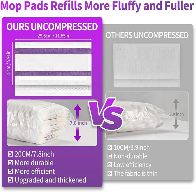 40 Counts Disposable Mop Pad Refills for Swiffer Wet Pads Refill, Replacement for Swiffer Wet Jet Pads Disposable Pad Hardwood Floor Spray Mop Pads Refills, Thickness & Absorbent