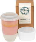 NOVA CERAMICS Travel Mug - Travel Coffee Mug – Iced Coffee Cup Unique to Go Mug – Microwave & Dishwasher Safe Coffee Pink Tumbler - Gifts for Women Men Him Her – 12oz – Afterglow