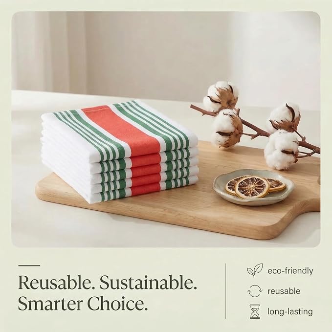 Urban Villa Kitchen Towels Cotton Dish Towels 20”x30” (Set of 6) Christmas