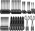 32 Piece Stainless Steel Serving Utensils Set - Complete Buffet Serving Spoons, Tongs, Ladles, Spatulas for BBQ, Parties, Weddings, Catering and Events (Black)