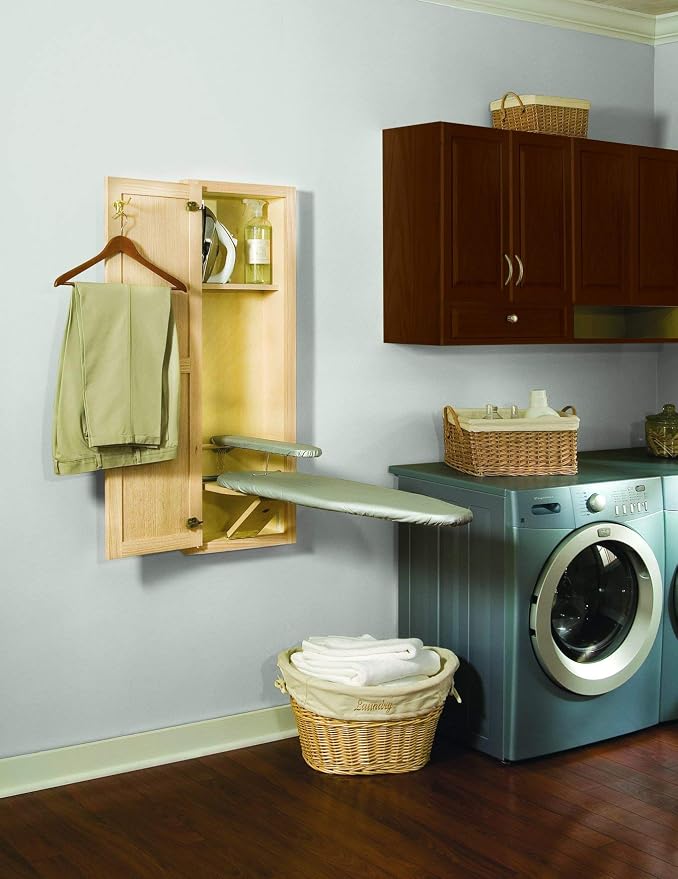 Hideaway Ironing Board Supreme Unfinished Maple with Raised Panel Door