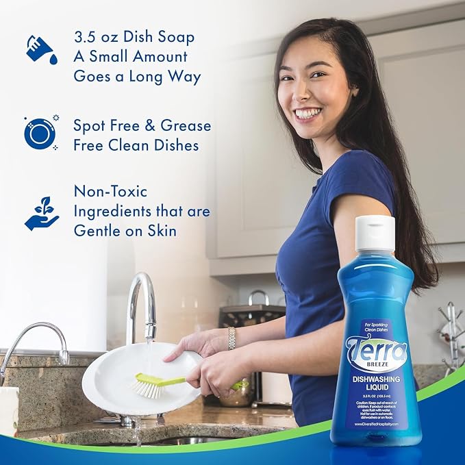 1-Shoppe All-in-Kit Terra Breeze Hotel Liquid Dish Soap Detergent, 3.5 oz (Case of 36)
