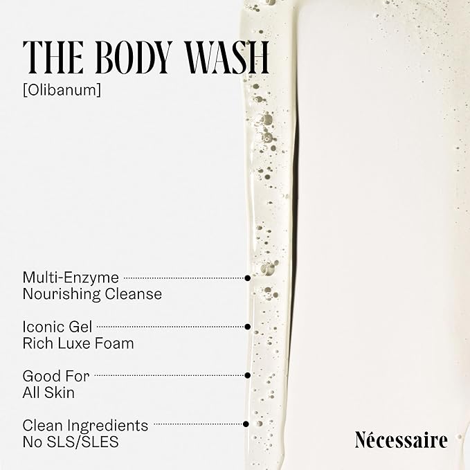 Nécessaire The Body Wash Olibanum - Multi-Oil Shower Gel Body Wash for Women + Men. Non-Comedogenic + Hypoallergenic for Sensitive Skin with Niacinamide. 8.4 Fl Oz.