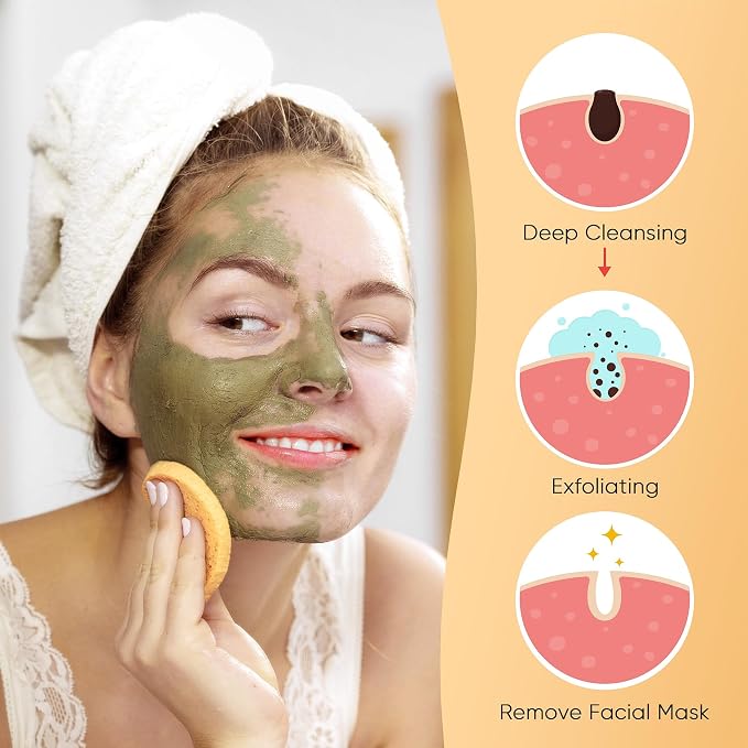 GAINWELL 50-Count Compressed, GAINWELL Cellulose, 100% Natural Cosmetic Spa Sponge for Facial Cleansing, Exfoliating Mask, Makeup Removal