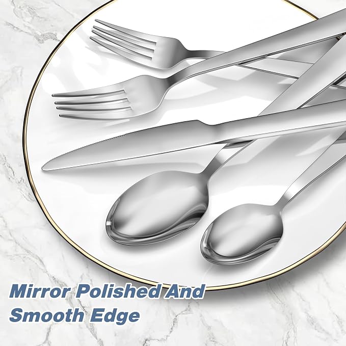 Yoehka 40 Piece Silverware Set for 8, Stainless Steel Flatware Set, Include Spoons/Forks/Knives, Mirror Polished Cutlery Set for Home Restaurant Hotel, Dishwasher Safe