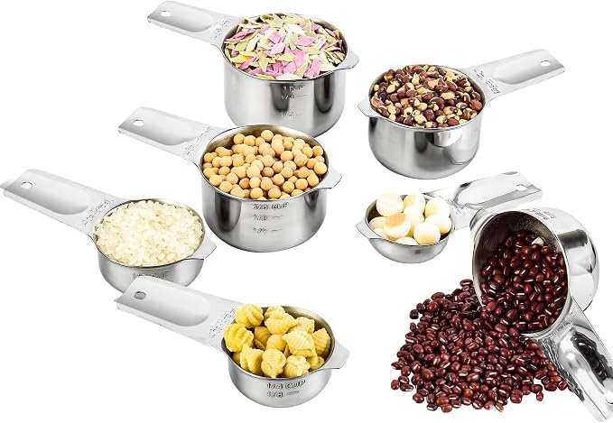 Measuring Cups and Spoons Set, 20-Piece 18/8 Stainless Steel Measuring Cups and Spoons Set, Measuring Stick Leveler, Measurement Conversion Chart Fridge Magnet, with 2/3 & 3/4 Measure Cup
