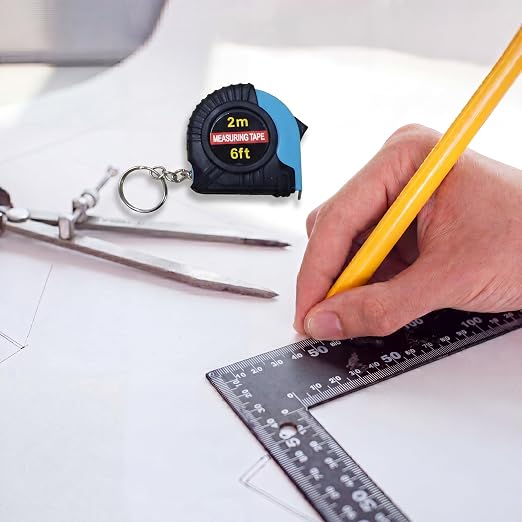 Kanayu 50 Pcs Mini Tape Measure Keychains 6 ft Small Retractable Measuring Tape Bulk with Lock Steel Easy Read Pocket for Birthday Party Favors Daily Use (Aqua Blue)