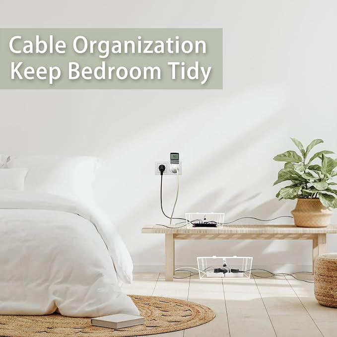 2PC Acrylic Plug Organizer Upgrade,Cable Management Box with Lock,Cable Organizer Box for Surge Protector Power Strip,TV Computer,Cable Wires of Home,Office,Child and Pet Proof