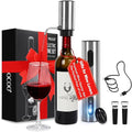 Moocoo Electric Wine Opener Gift Set, Automatic Electric Wine Bottle Corkscrew Opener Rechargeable with Foil Cutter, Automatic Aerator, 2 Vacuum Stoppers for Home Bar Outdoor Parties, Stainless Steel