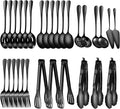 30 Piece Stainless Steel Serving Utensils Set - Buffet Serving Spoons Forks Tongs for BBQ, Parties, Catering, Weddings, Events - Black