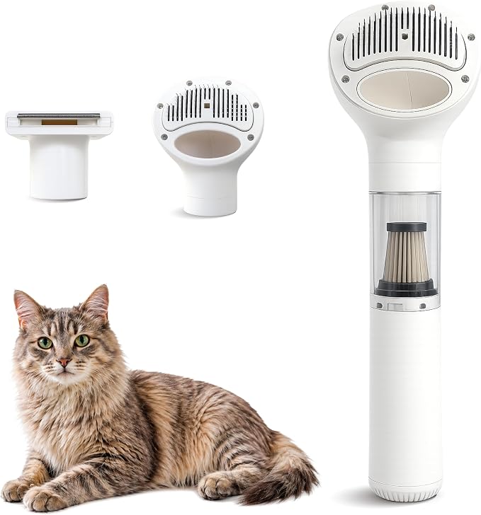 FurSo Cat Grooming Vacuum Kit, 5-in-1 Cordless Pet Grooming Vacuum for Cats & Dogs, 6000PA Pet Hair Vacuum, Low-Noise Deshedding Brush, 3-Speed LCD, Hair Remover, Type-C Charge