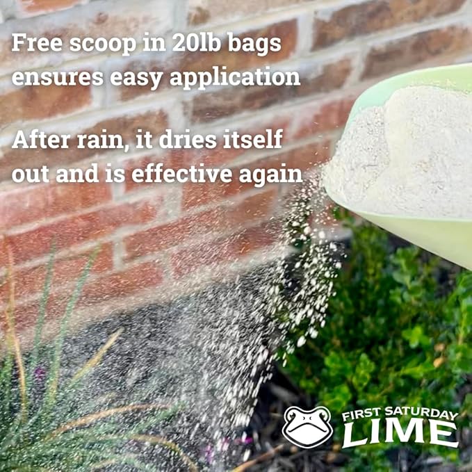 First Saturday Lime Insect Deterrent 20LB | Monthly Insect Barrier | Multi-Purpose Natural Repellent for Outdoors | Deters Ants, Ticks, Fleas & Others