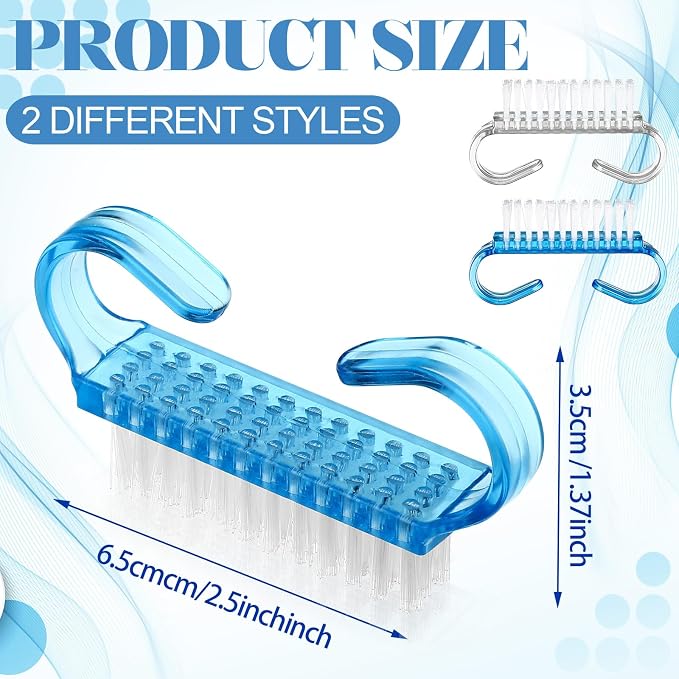 Bokon 400 Pcs Handle Grip Nail Brush Bulk Hand Fingernail Scrub Cleaning Brushes for Toes and Nails Cleaner, Pedicure Scrubbing Tool Kit for Men and Women(Blue and White)