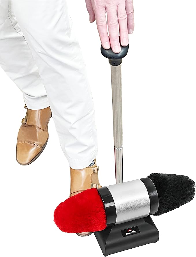 JOUNJIP Electric Shoe Shine Polisher - Deluxe Kit with 4 Buffer Covers - 100% Natural Lamb Wool
