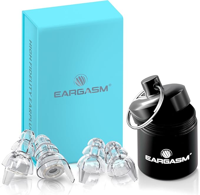 Eargasm High Fidelity Transparent Clear Earplugs for Concerts, Festivals, Musicians, DJs, Night-Life, Motorcycle Hearing Protection - Reusable Ear Plugs for High Fidelity Noise Reduction up to 21 dB
