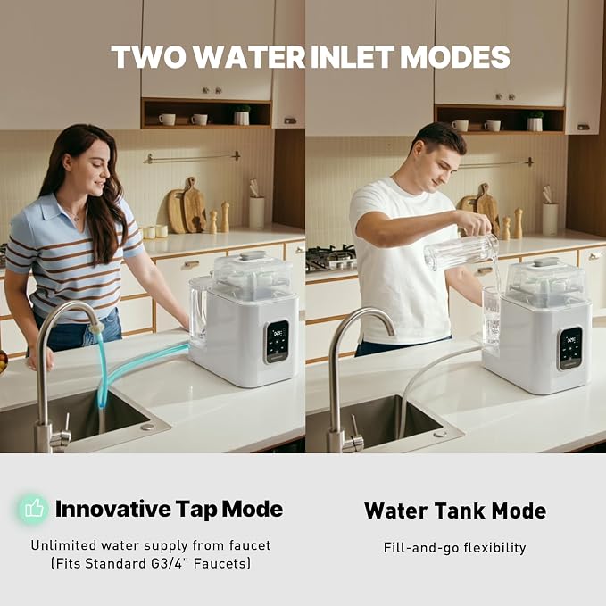 Baby Bottle Washer, Sterilizer & Dryer - All-in-One Pro Cleaning Machine with Fishbone Spray Arm, Self-Cleaning & AUTO Mode, Dual Water Inlet for Bottles, Breast Pump