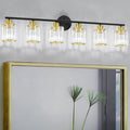 Crystal Bathroom Light Fixtures,Bathroom Lighting Fixtures Over Mirror, Modern 6-Light Brushed Nickel Vanity Lights for Mirror, Restroom,Kitchen(Ceramic E26 Socket,Bulbs Not Include)