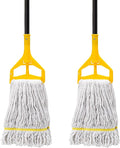 KeFanta 2 Pack Commercial Mop Heavy Duty,60 inch Long Handle Industrial Looped-End String Cotton Wet Mops for Home,Garage,Kitchen, Office, Workshop, Warehouse Floor Cleaning