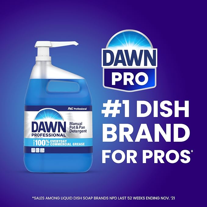 Dawn PRO Manual Pot and Pan Detergent, Dish Soap Liquid for Dishwashing by Hand, Bulk Concentrate for Commercial Use, 1 gal (Case of 2)
