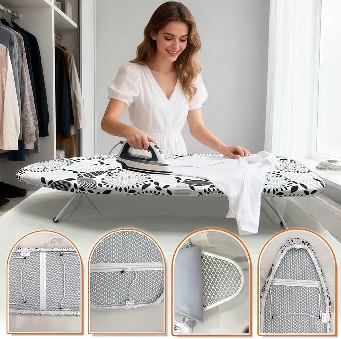 Tabletop Ironing Board with Heat Resistant Cover and Pad,30x12Inch | Heavy Duty Ironing Board with folding legs, Hook for Hanging, Portable Folding Mini Iron Board for for Dorm Apartment Travel