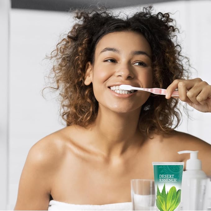 Desert Essence Tea Tree Oil and Neem Toothpaste, Wintergreen, 3 Pack | Three 6.25 oz tubes with baking soda and sea salt; fluoride-free, SLS-free, vegan and gluten-free