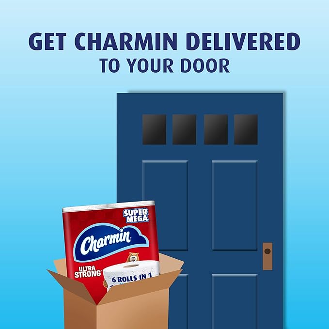 Charmin Ultra Strong 2-Ply Toilet Paper Mega Rolls, 4" x 4", White, 242 Sheets Per Roll, Pack of 8 Rolls