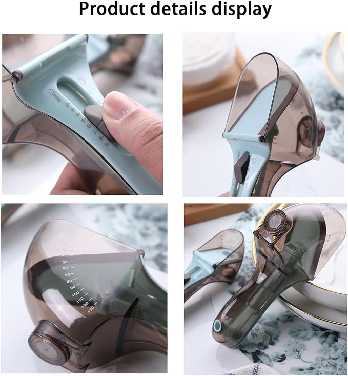 Multi-Functional Adjustable Measuring Scoop with Scale, Dog/Cat Food Measuring Scoop 1/2 Cup 1/3 Cup 1/4 Cup/1~4 Oz/30~130 Ml Pet Food Measuring Cup，Animal Food Scoop