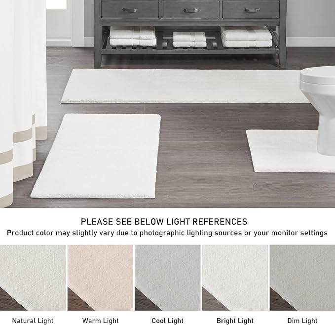 Madison Park Marshmallow Bathroom Rug Non Slip, Luxrurious Plush Bath Mat, Absorbent, Quick Dry, Spa Design Bath Room Décor, 20x30, Cream