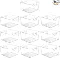 Vtopmart 10 Pack Extra Large Clear Plastic Storage Bins,11x11 Cube Acrylic Organizer Square Containers with Handle for Pantry,Closet,LaundryRoom,Kitchen,Bathroom,UnderSink Organization