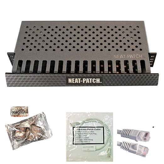 Neat Patch MINI 1U Low Profile Cable Management Kit - 2 Packs w/ 48 CAT6 Patch Cables (1FT Gray)