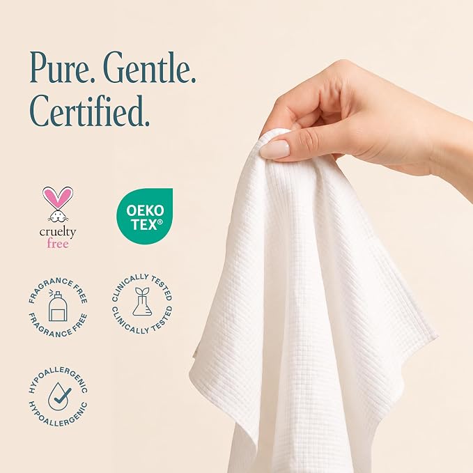 Cliganic Clean Face Towels XL, Multi-Pack (300 Count), Disposable, Ultra-Absorbent, Hypoallergenic & Soft - Makeup Remover Dry Wipes, Pamper Your Face, Hygienic Towelettes, for All Skin Types