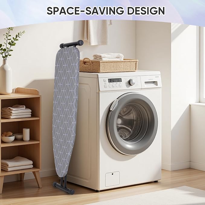 Ironing Board, Compact and Space Saver Ironing Board, Extra Wide Ironing Area with Extra Thick Heavy Duty Padded Cover, Stable Structure, Easy to Fold,Anti-Skid Feet