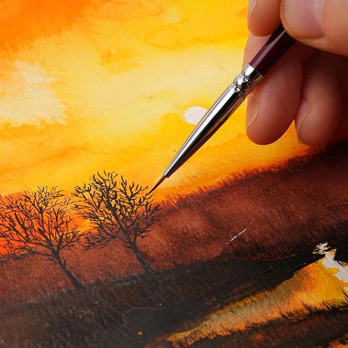 Kolinsky Sable Miniature Paint Brushes, Professional Fine Detail Paint Brushes, Golden Maple Round Point Paint Brush for Miniatures, Watercolor Details, Figures & Acrylic - Size 00, 0, 1