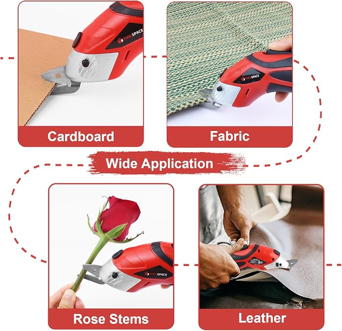 TOOLSPACE Cordless Electric Scissors With Two Blades, Cardboard Cutter for Cutting Fabric, 4V Lithium-Ion Rechargeable Battery, Easy Carry and Fast Charging
