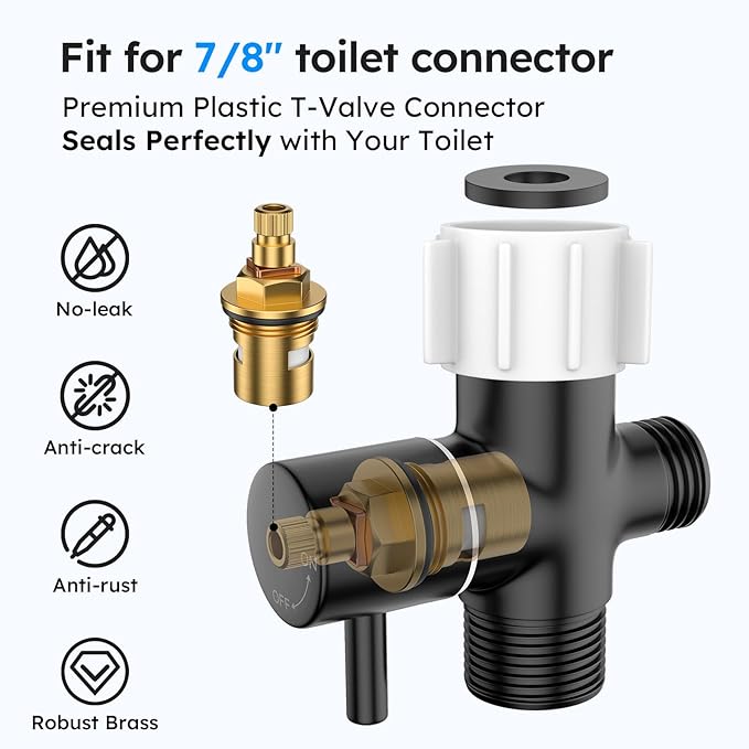 Arofa Handheld Toilet Bidet Sprayer for Toilet-Adjustable Water Pressure Control with Bidet Hose for Feminine Wash, Stainless Steel Brushed Nickel Bidet Faucet Cloth Diaper for Baby Wash, Black,3 Pack