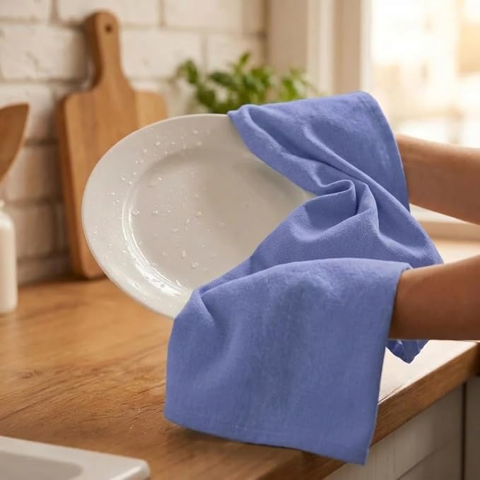 Urban Villa Kitchen Towels Cotton Dish Towels 20”x30” (Set of 6) Blue