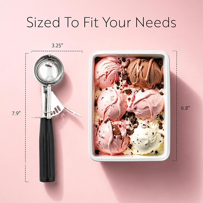 Restaurantware 1.1 Ounce Portion Scoop, 1 Trigger Release Stainless Steel Cookie Scoop - With Black Handle, Stainless Steel Disher, For Portion Control, Cookie Dough, Cupcake Batter, Or Ice Cream