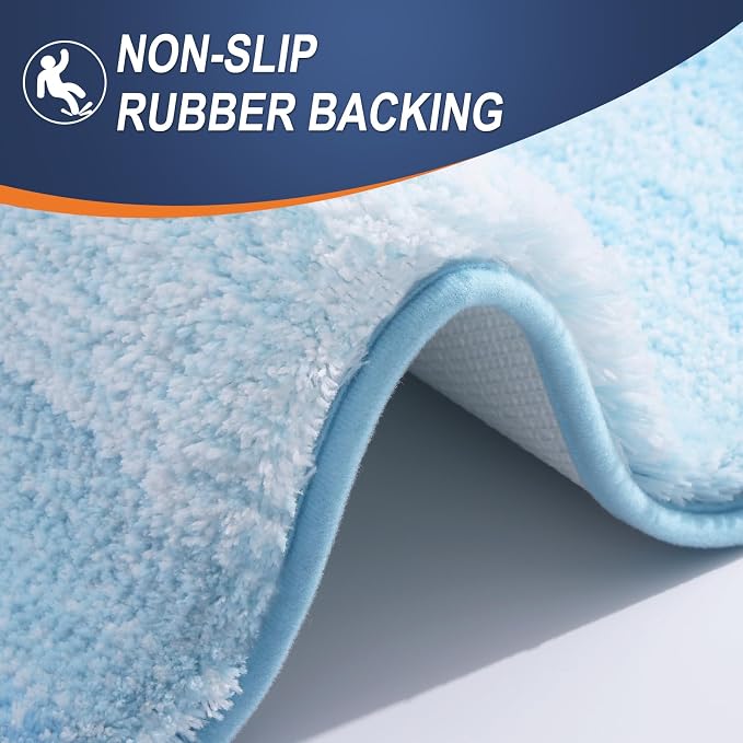 OLANLY Large Bathroom Rugs Mat 50x30, Extra Soft Absorbent Microfiber Bath Rugs, Rubber Backing, Quick Dry, Machine Washable Bath Mats for Bathroom, Tub and Shower, Home Decor Accessories, Sky Blue