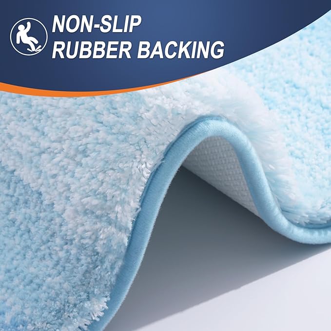 OLANLY Bathroom Runner Rugs Mat 59x20, Extra Soft Absorbent Microfiber Bath Rugs, Rubber Backing, Quick Dry, Washable Long Bath Mats for Bathroom, Tub and Shower, Home Decor Accessories, Sky Blue